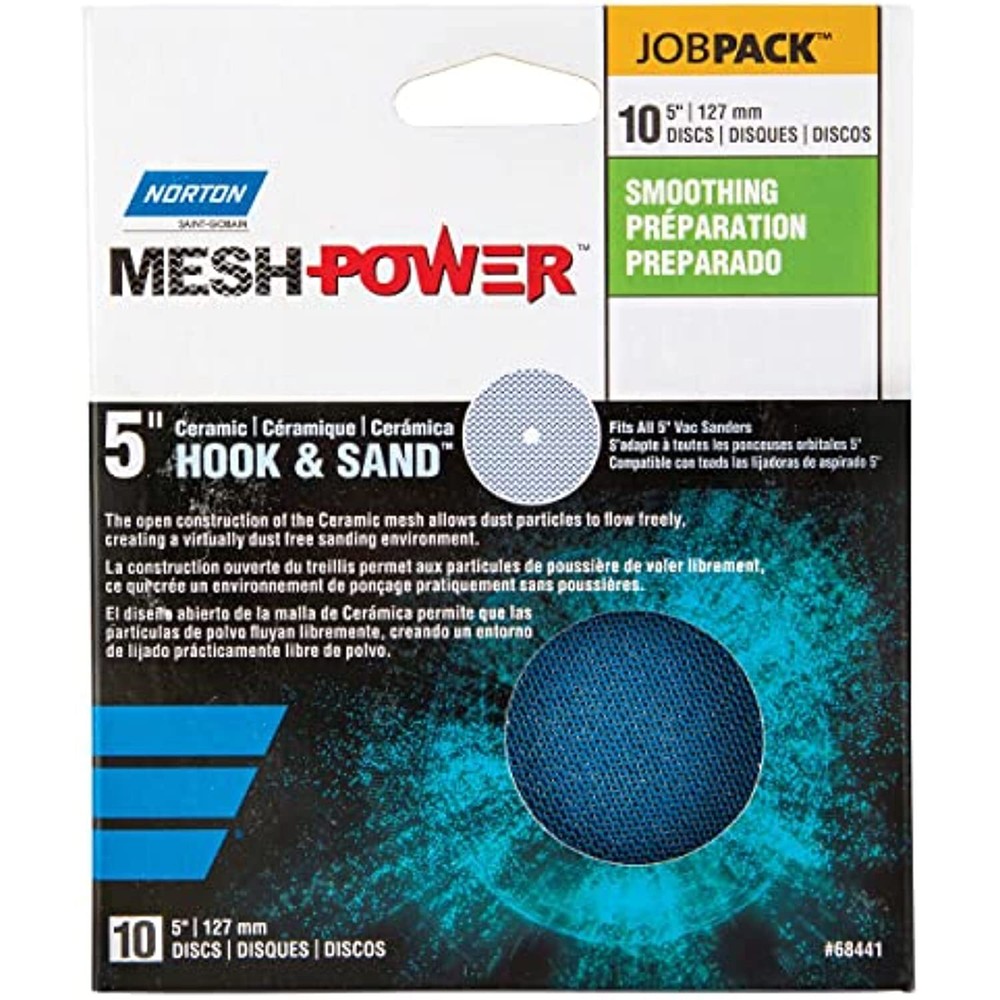 Norton MeshPower Ceramic Disc � 5� � 80 Grit - 10 Pack