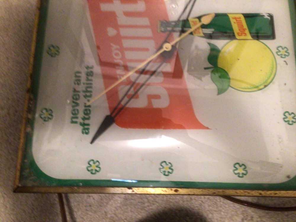 Vintage Squirt Soda Lighted Advertising Pam Clock