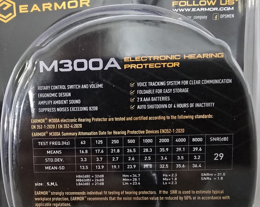 Earmor M300A Electronic Hearing Protector Brown