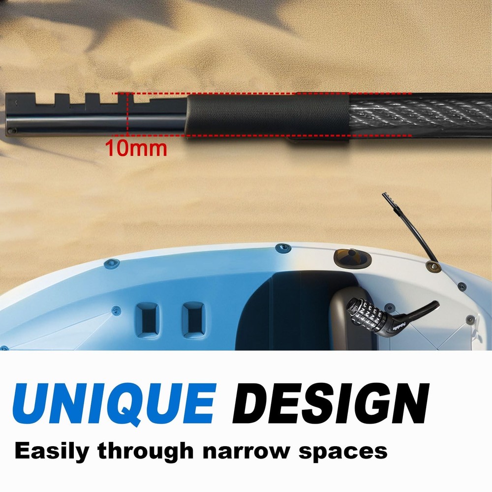 Febabilo Long Cable Lock, Extra Straight 5 Ft Long, 10 mm Thick, Black