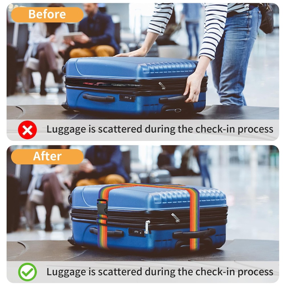 Luggage Straps 79" Long Belts Keep Suitcase Secure While Traveling (4 PACK)