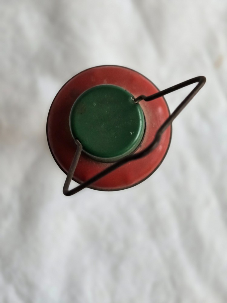 Vintage Glass Lantern Shaped Candy Container #JJ