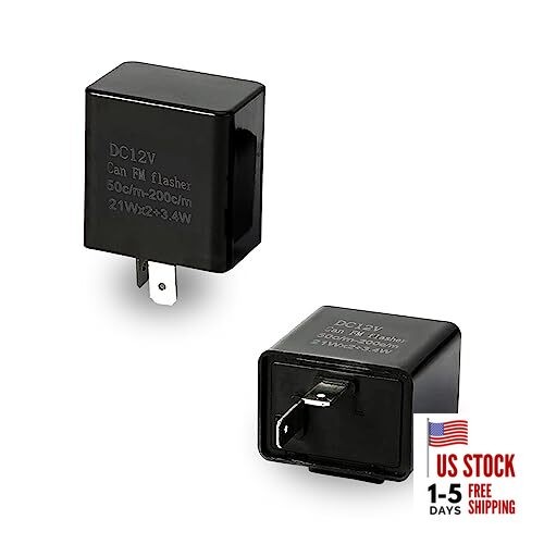 Pack-2 LED Flasher Relay, 12V Speed Adjustable Hazard Warn Flash 2 PCS Black