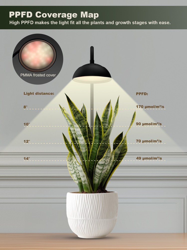 GLOWRIUM Full Spectrum LED Plant Light with 3/9/12 Timer Grow Light with Base