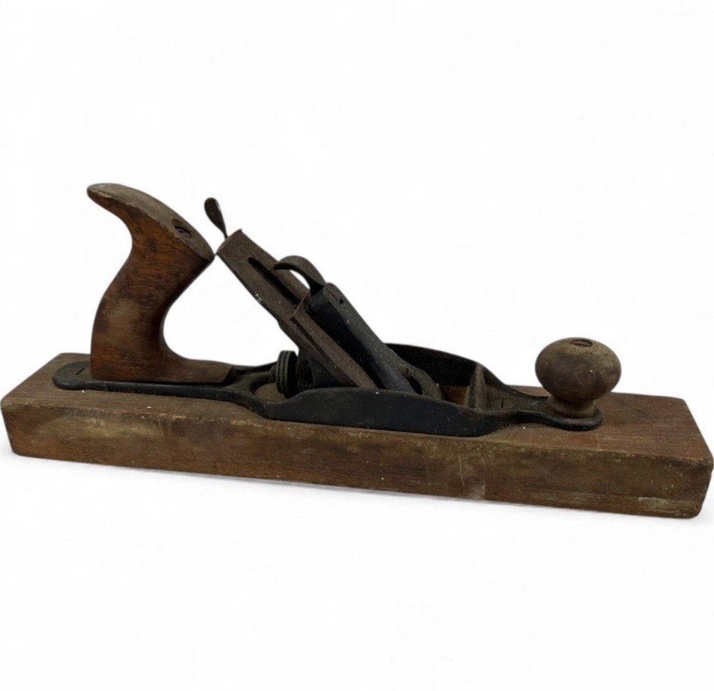Antique Wood Body Hand Plane 15” Transitional Jointer Plane Iron Tool