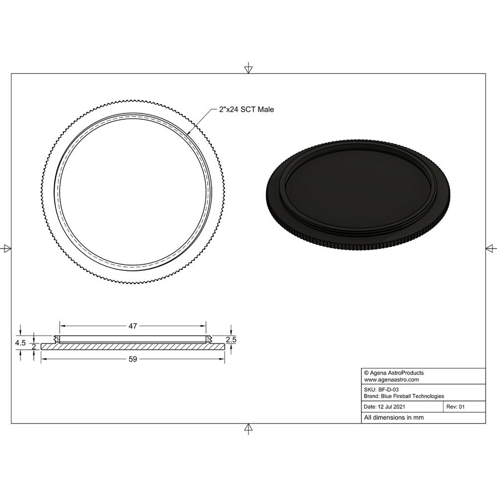 Blue Fireball End Cap / Dust Plug (Internal) with SCT Male Thread # D-03