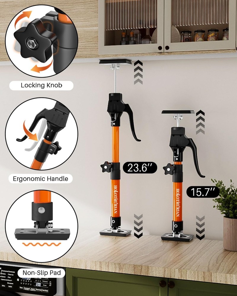 Cabinet Jack Support Pole, 15.8" - 23.6 inches Third Hand Tools Adjustable Su...