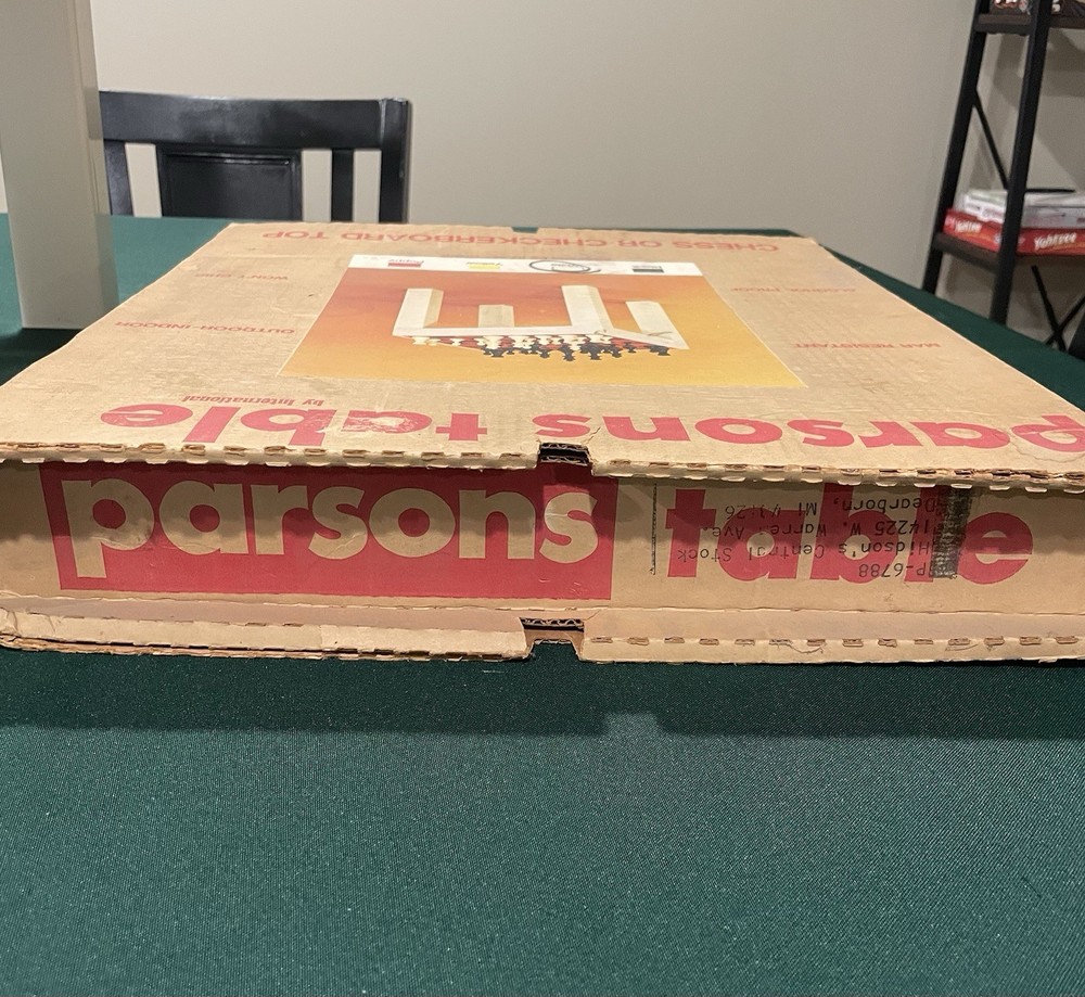 Vintage Parsons Plastic Chess/Checker Square Table With Pieces USA