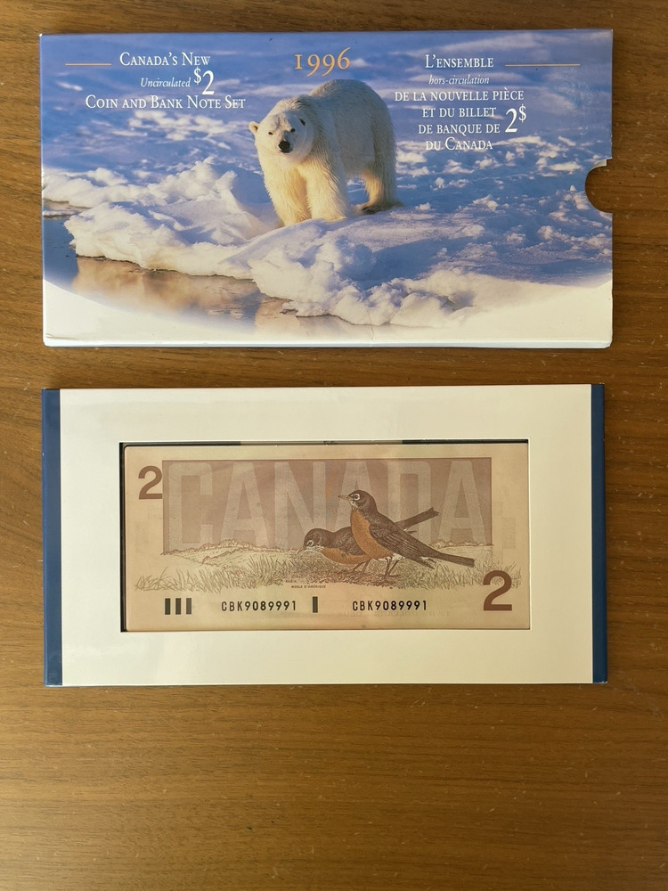 1996 Canada Coin And Bank Note Set  $2 Coin & $2 Note