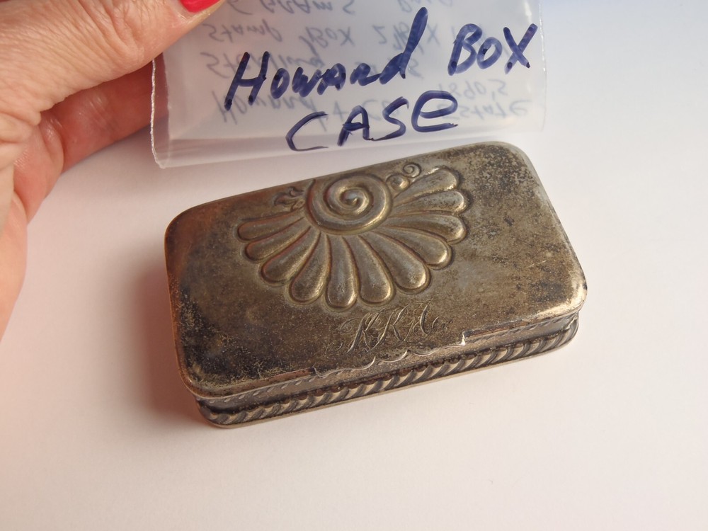 Antique 1892 Howard Co Sterling Silver 2 Compartment Stamp Box