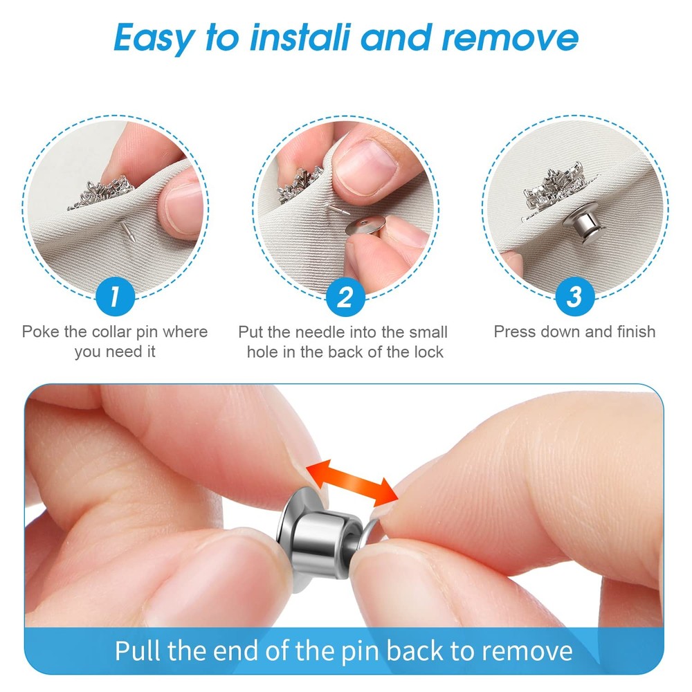 40PCS Locking Pin Back Keeper Clasp, Metal Backing for Silver