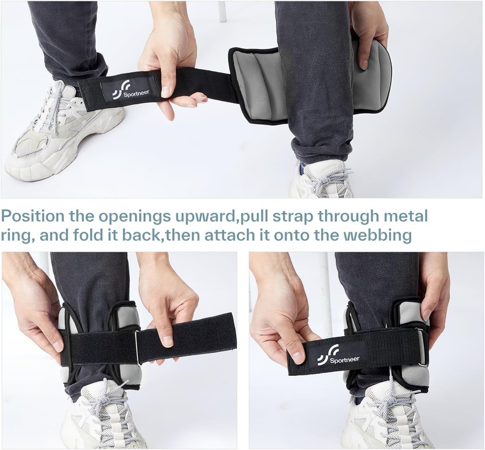 Comfortable Adjustable Ankle Weights 2-10 lbs for Home Workouts & Therapy