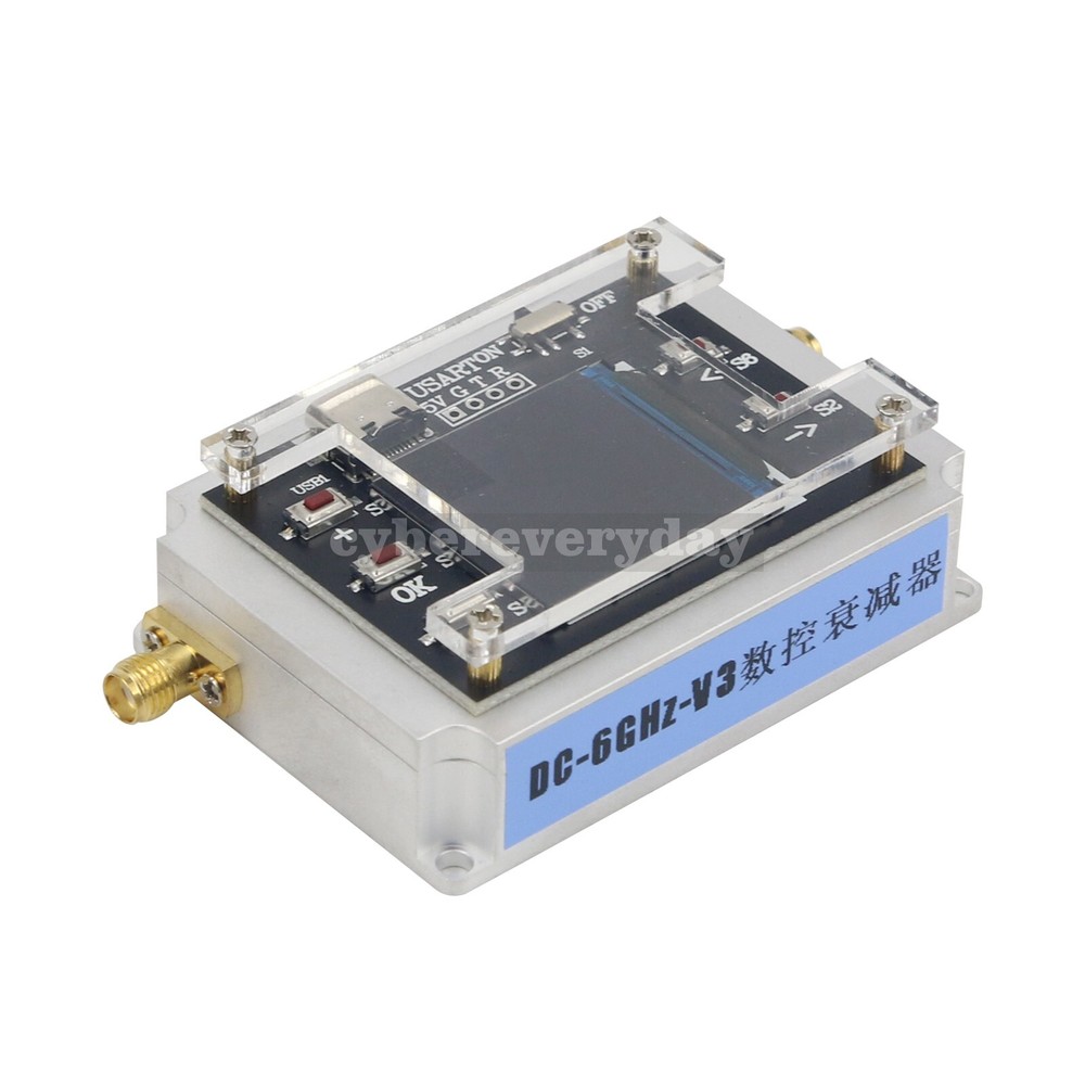 DC-6GHZ 90DB Programmable Attenuator Module RF Step 0.25DB 1.3" OLED DisplayCNC
