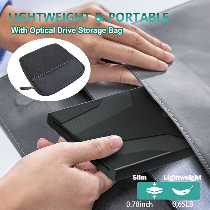 External CD/DVD Optical Drive for Laptop PC, CD DVD -/+RW Player Reader Burner