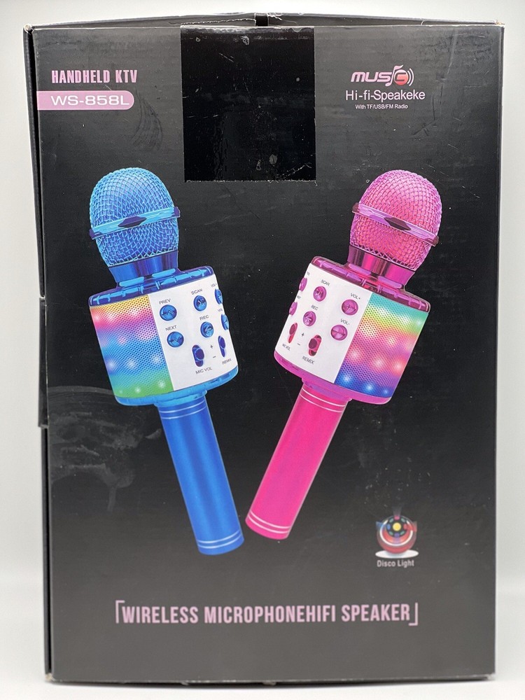 icnice wireless bluetooth karaoke microphone 2 pack 5-in-1, portable handheld
