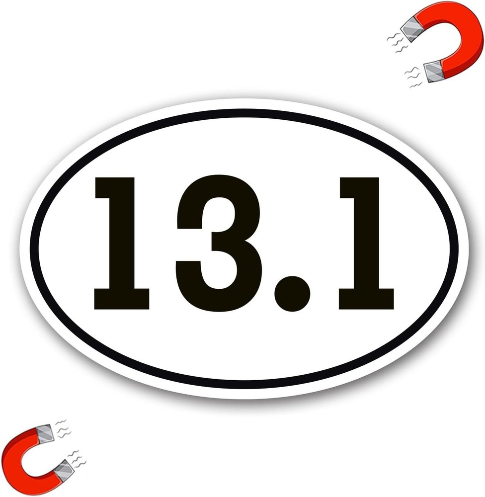 13.1 Half Marathon Oval Magnet Decal Black Oval