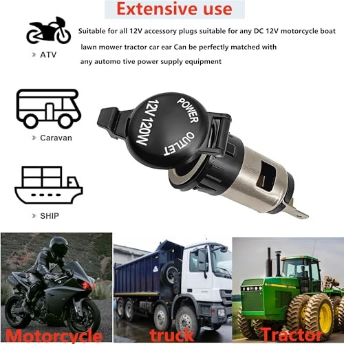 Cigarette Lighter Socket,12V DC Car Cigarette 2Pcs12V metal cigarette lighter