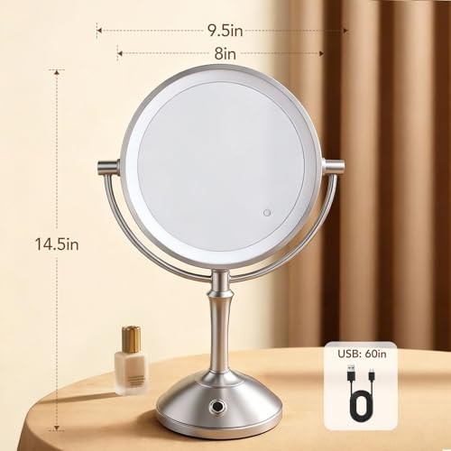 Vanity Mirror with Lights,360 Mirror Magnifying Mirror with Light 10X,3 Light