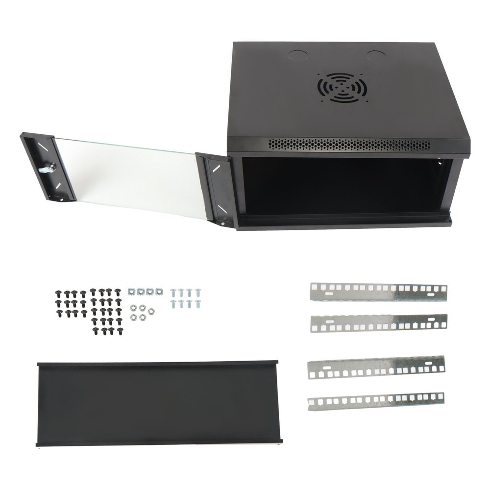 6U Wall Mount Network Cabinet 15.5in Deep with Lock for Data Center Rack"