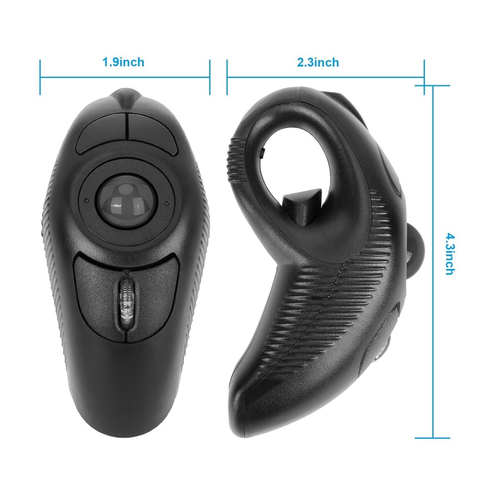 welspo Wireless USB Handheld Finger Trackball(Black) Mouse with Laser Pointer
