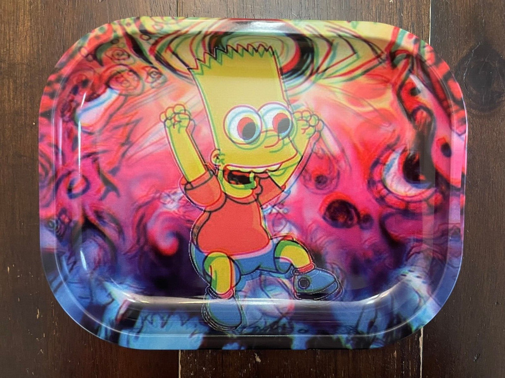 Premium Rolling Tray Ash Tray Bart Simpson Raging 7inx5.5in