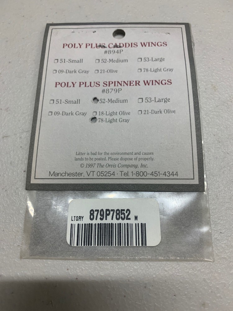 Orvis Poly Plus Spinner Caddis Wings Light Grey