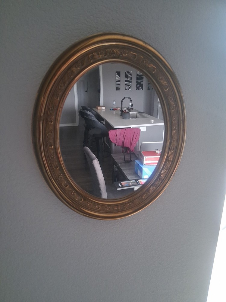 Vintage 15" X 18" Oval Wall Mirror Plastic Frame