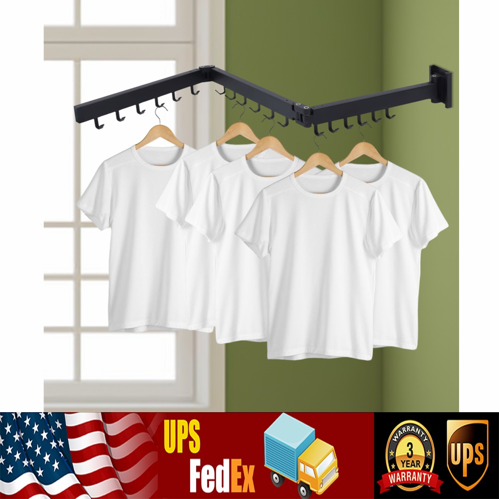 Clothes Drying Rack Folding Retractable Laundry Rack Wall Mounted Dryer Hanger