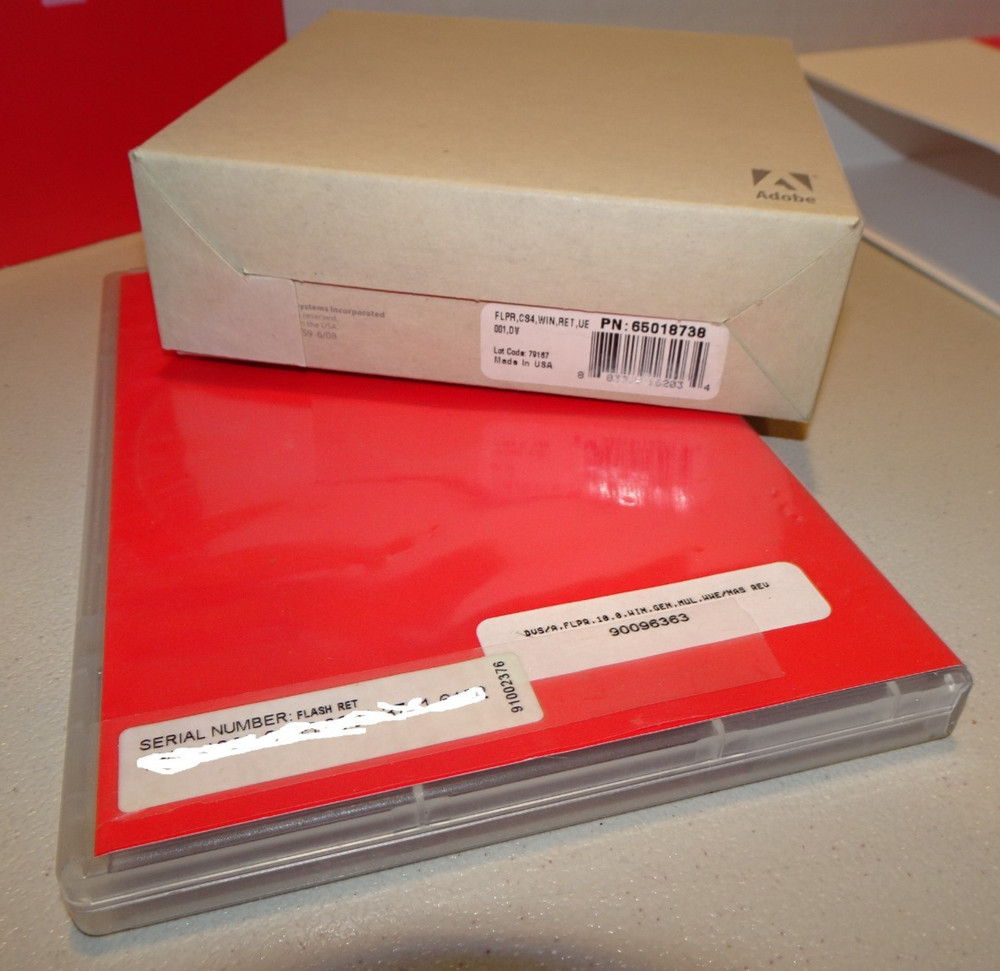 ADOBE FLASH CS4 PROFESSIONAL, Adobe Creative Suite 4, WINDOWS, Orig Pkg Serial #