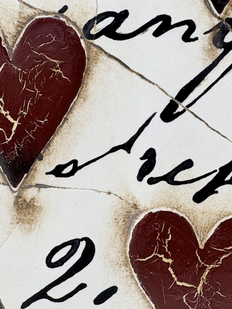 Sid Dickens Memory Block Tile T-01 - Red Hearts with Script - Retired