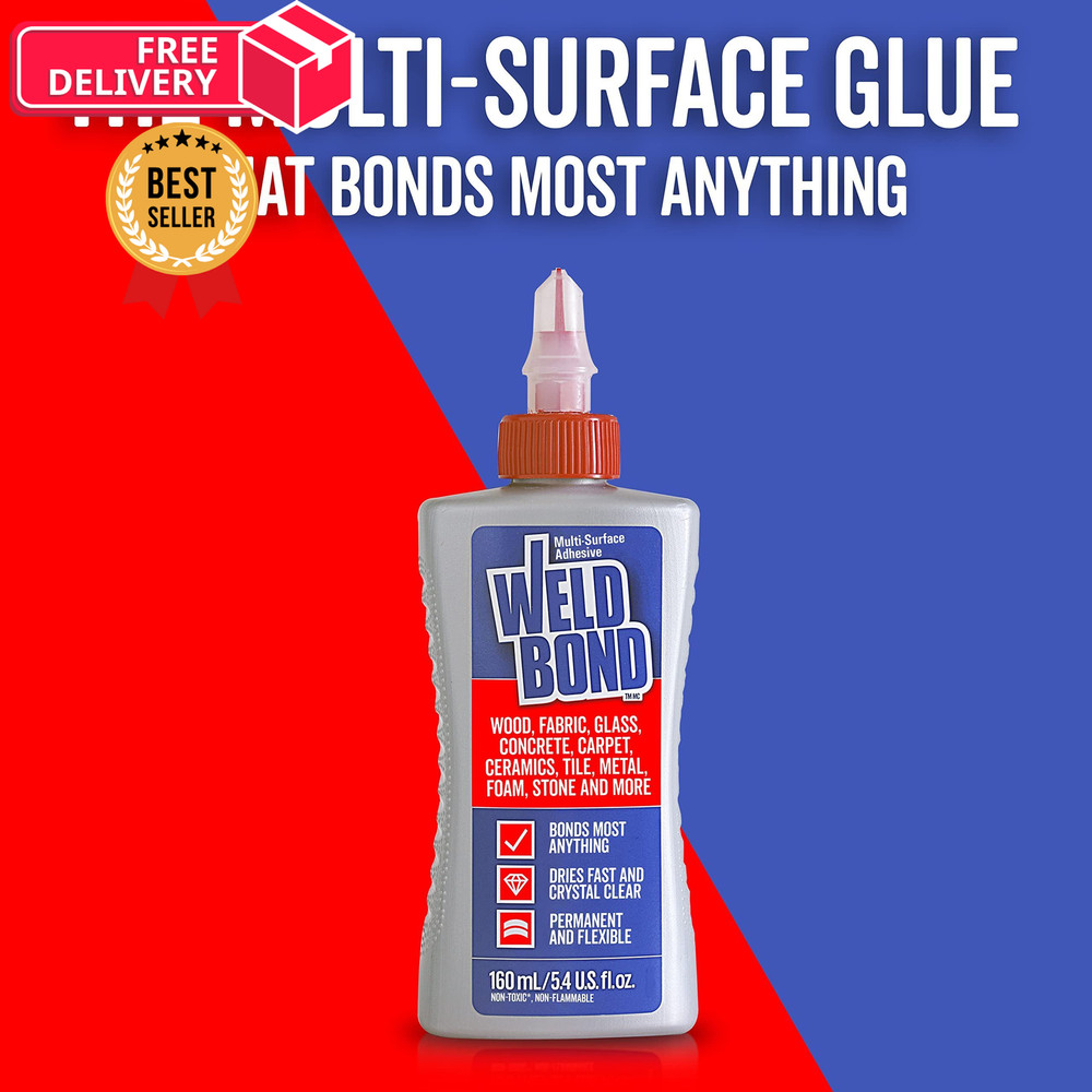 Weldbond Multi-Surface Strong Glue – Fast Drying for Wood, 1 pack, Clear