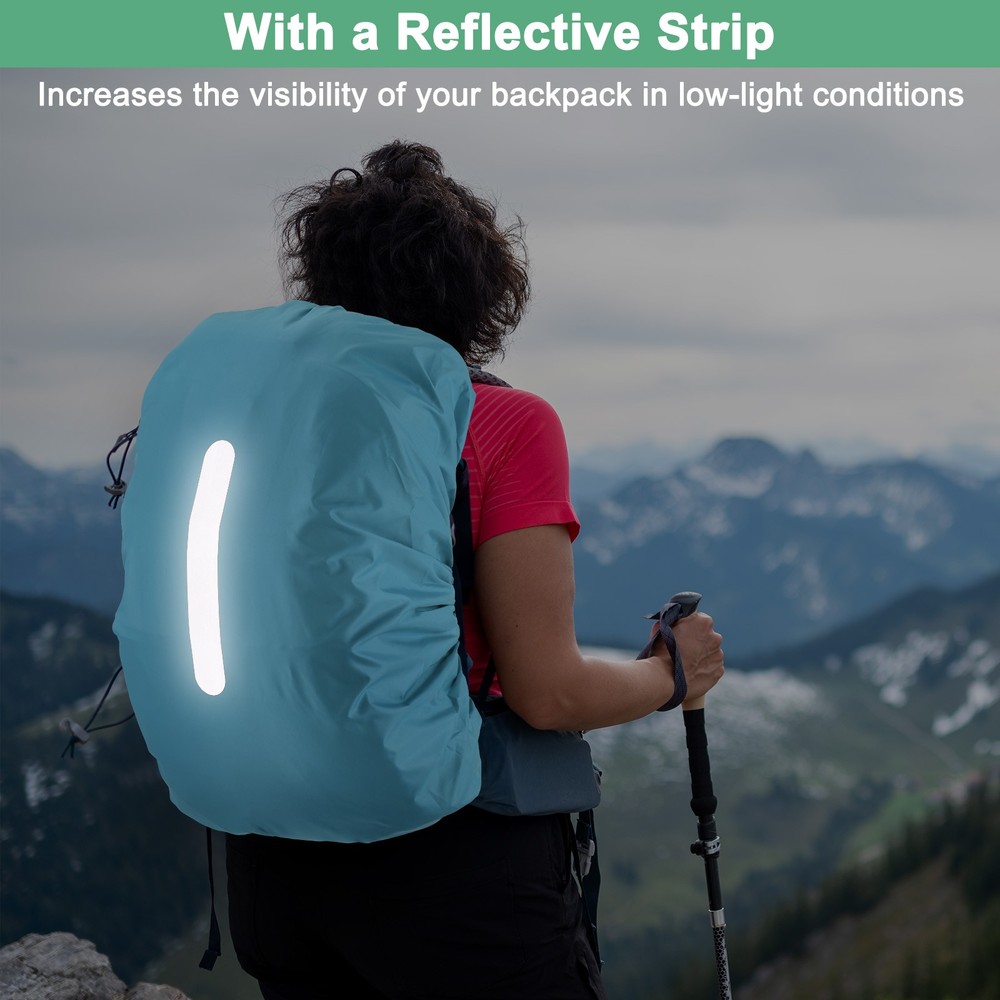 75L-85L Backpack Rain Cover with A Vertical Reflective Strap [Lake Blue]