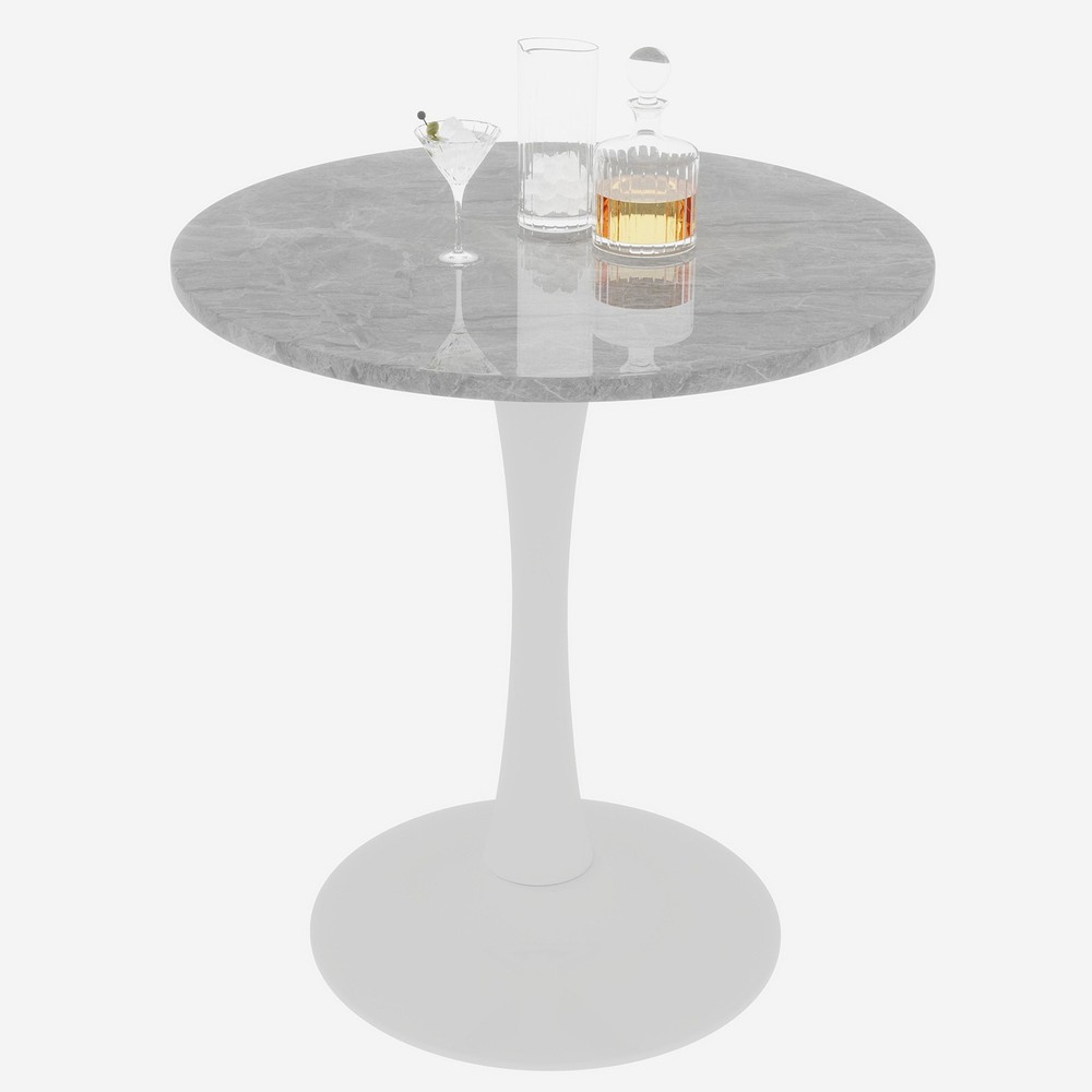 27.6-inch white coffee table, mid-century modern style dining table, suitable