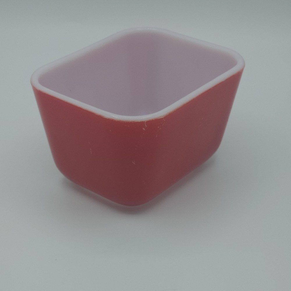 Vintage PYREX Refrigerator Dish Red Rectangular Glass USA VTG Kitchen 4"
