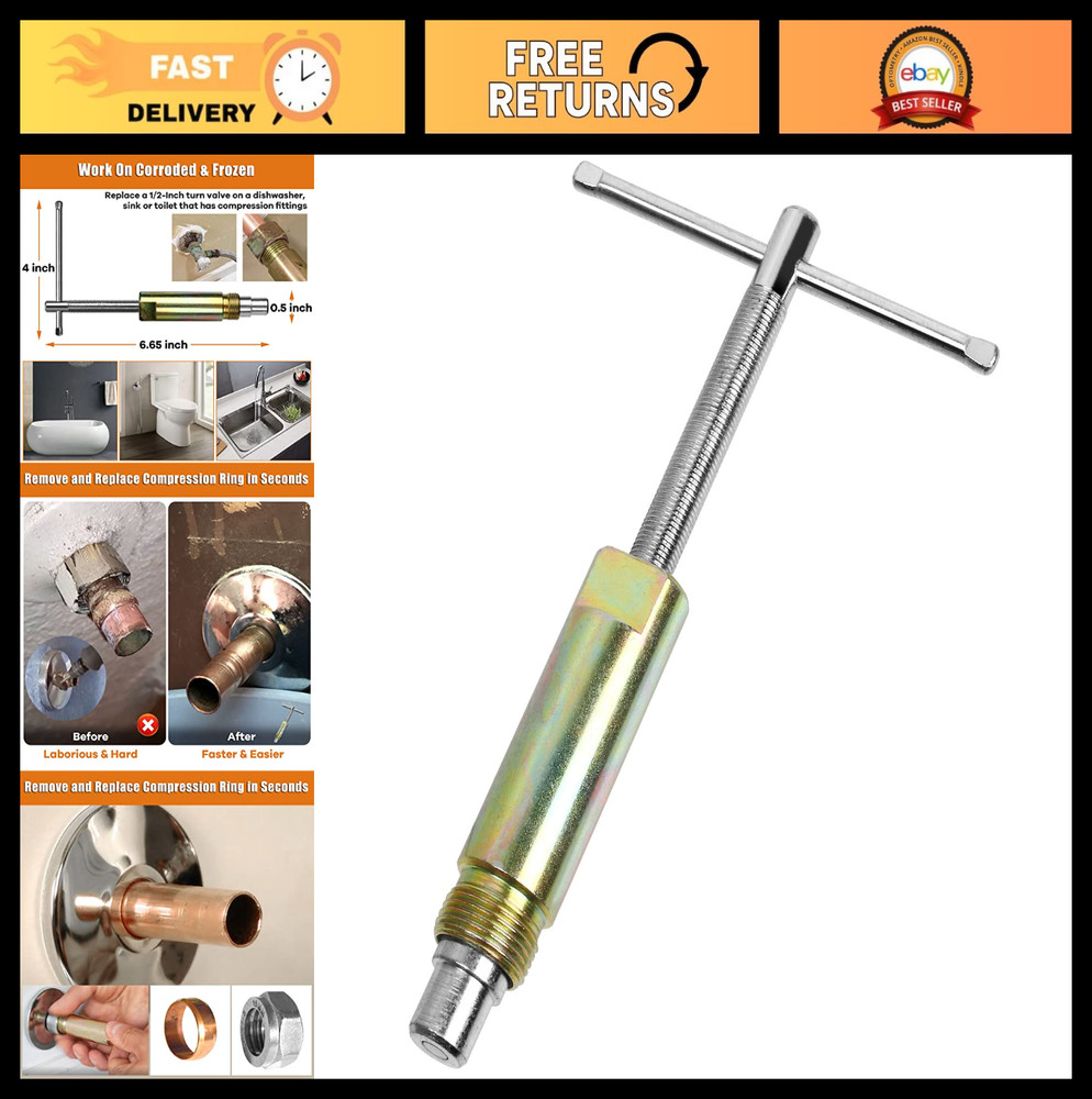 Compression Sleeve Puller Tool for 1/2" Plumbing Fittings, Remove Nut & Ferrule