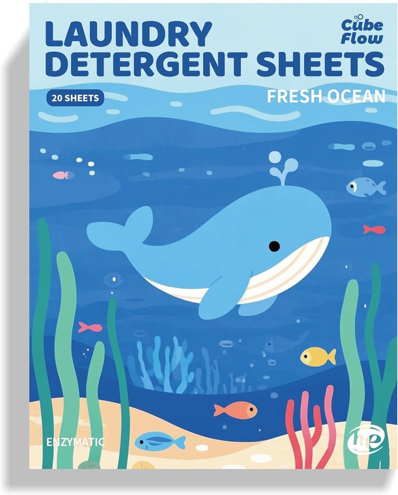 Laundry Deternt Sheets, Fresh Ocean Scent - 40 Loads | Plastic-Free, Eco