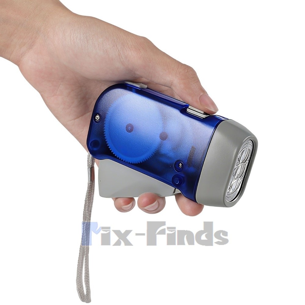 4x Hand Crank LED Flashlight Dynamo Pressing Flashlight Camping Emergency Torch