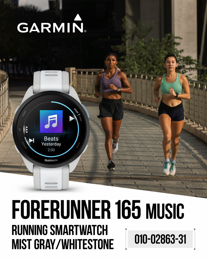 Garmin Forerunner 165 Music Running Smartwatch AMOLED Training White