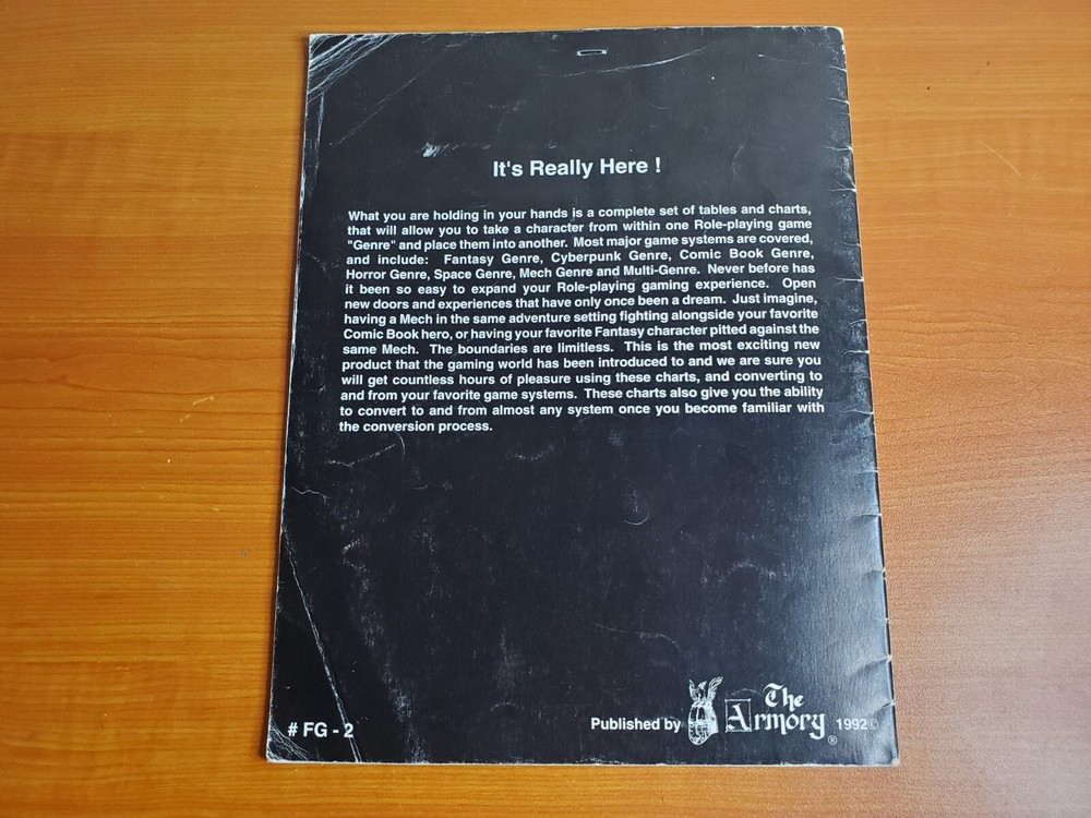 RPG DATA CON CONVERSION CHARTS The Armory Dungeons Dragons D&D Book Tome 1992