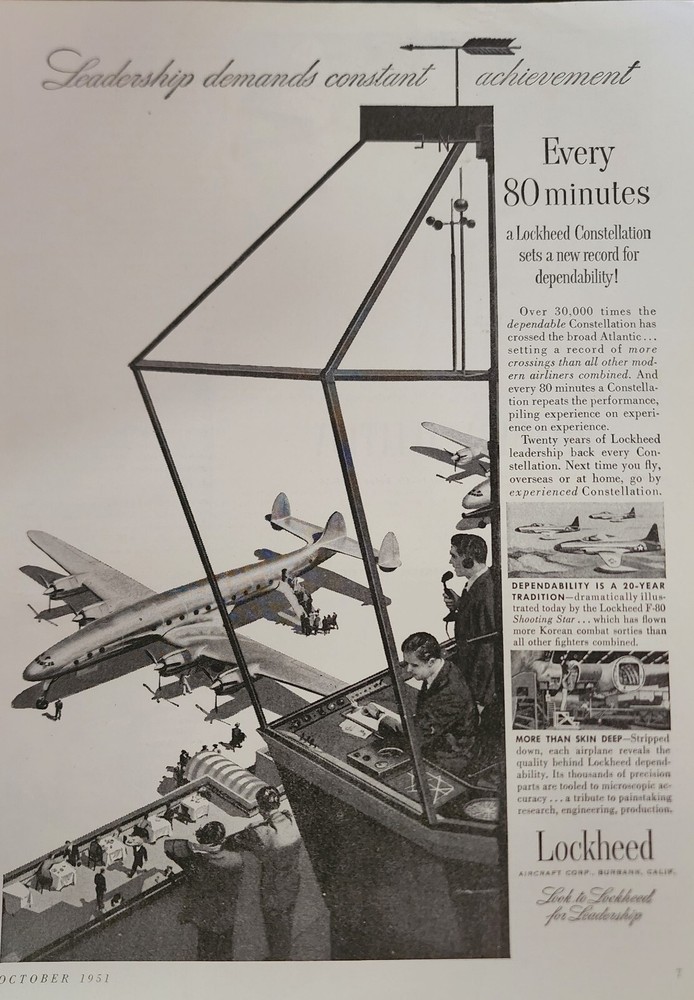 Lockheed Constellation Control Tower Picture Magazine Ad Aircraft Wall Art