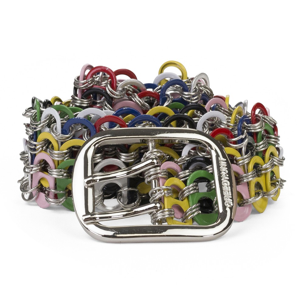 NWT GREEDY UNIT MULTICOLOR BOTTLE TAB BELT SIZE OS $200