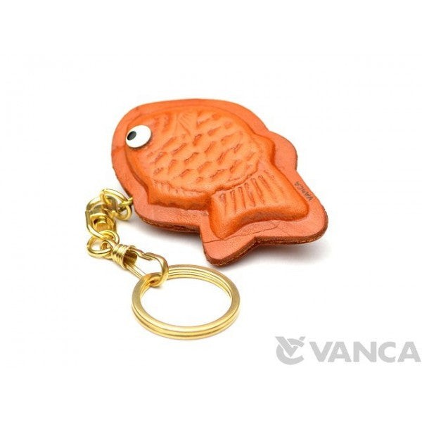 Fish Shaped Pancake Leather Keychain(L)