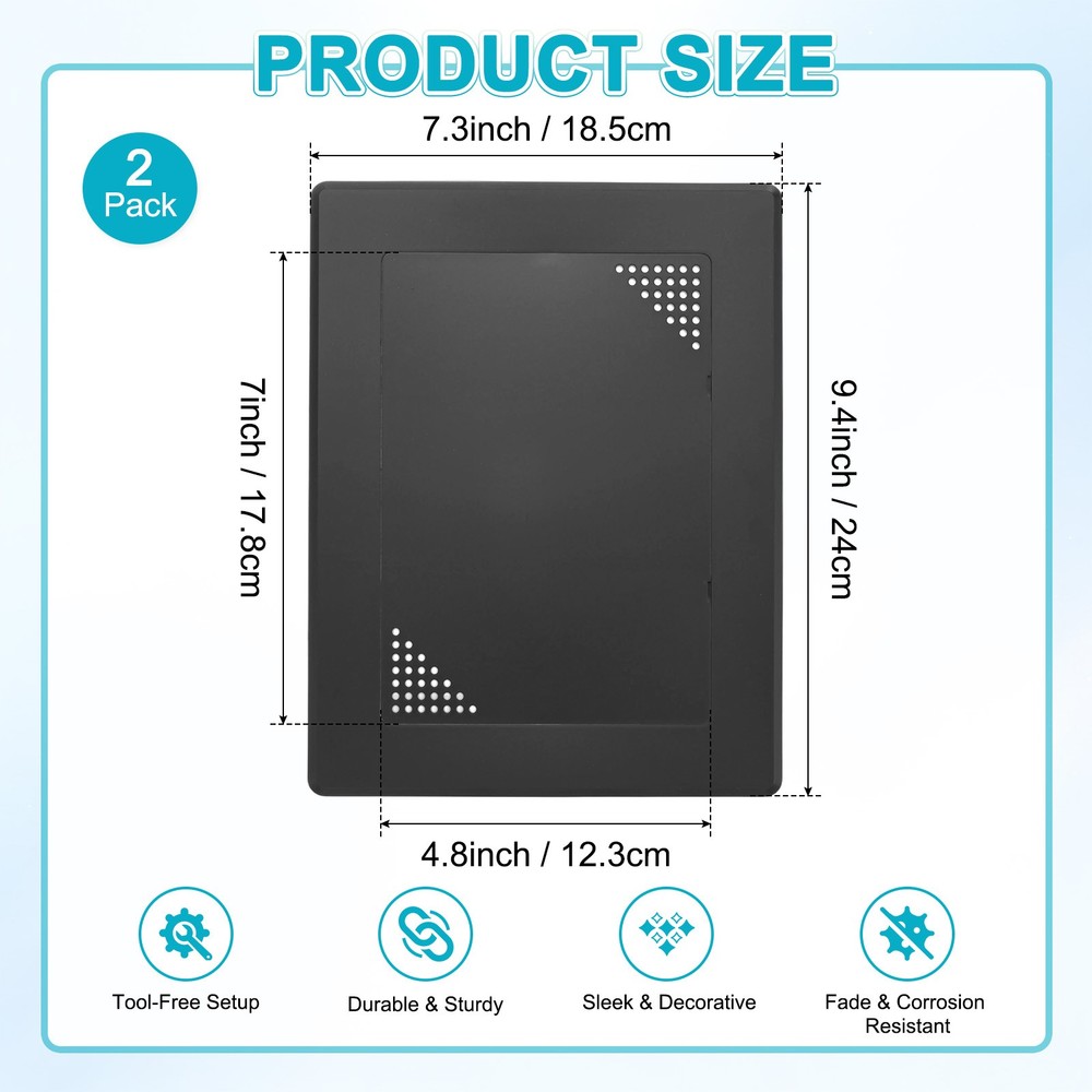 2-Pack Access Panel for Drywall, 7x5" Plastic [Black, Vented Rectangle]