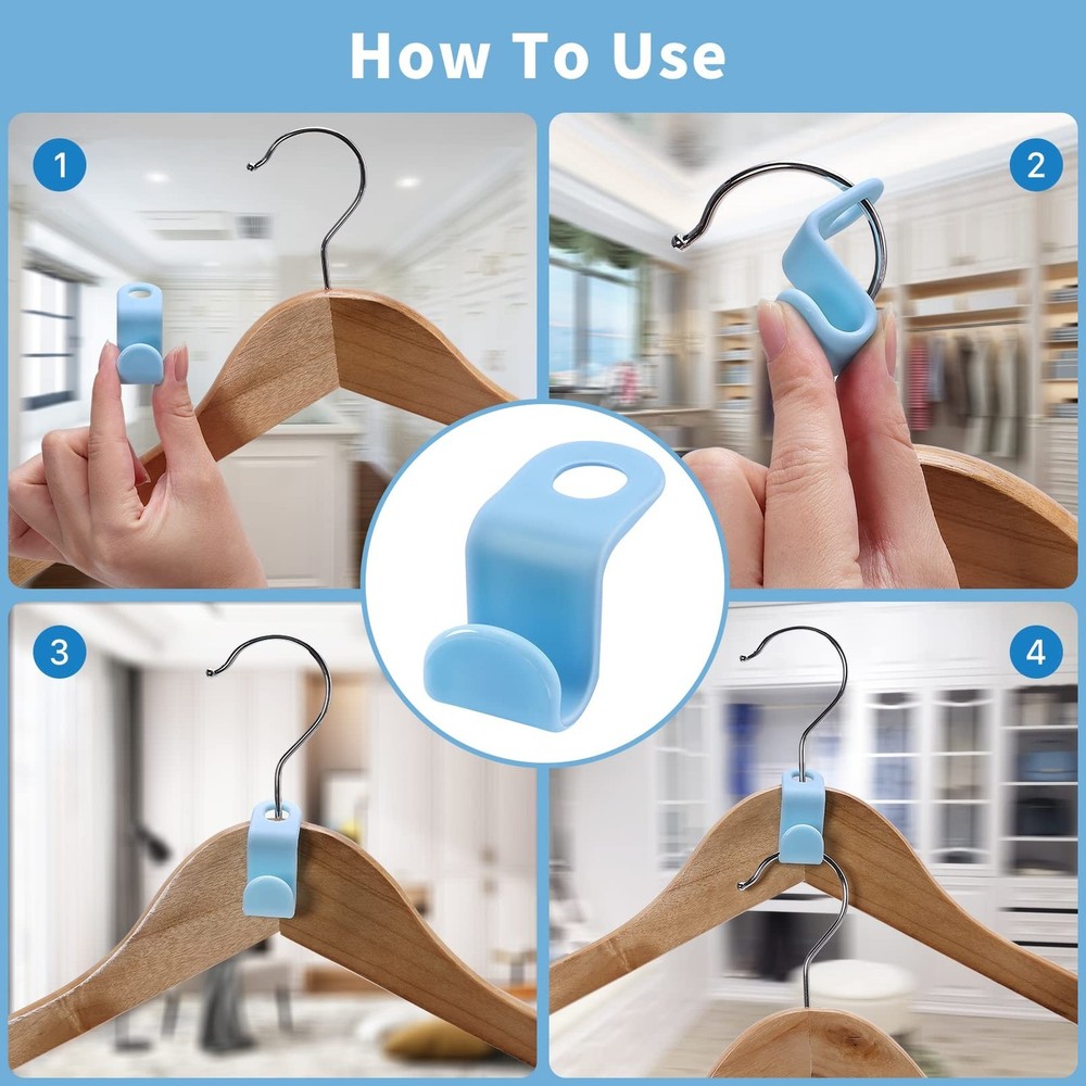 200 PCS Clothes Hanger Connector Hooks,Space Saving Cascading Hooks,Plastic M...