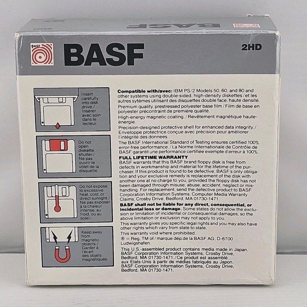 10 5¼ " 5.25 double Faced 2s/HD Floppy Diskettes Basf