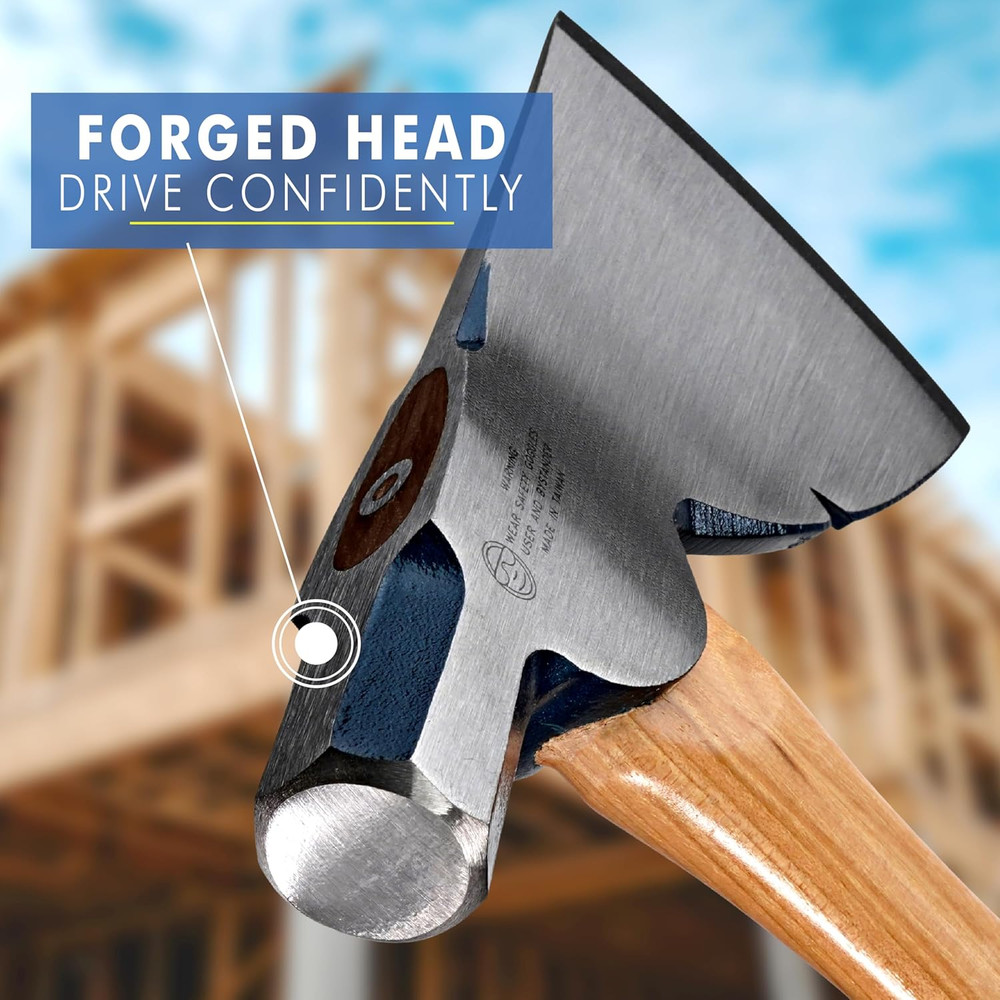 Rigger'S Axe - 16" Framing Hammer with Axe with Smooth Face & Hickory Handle - M