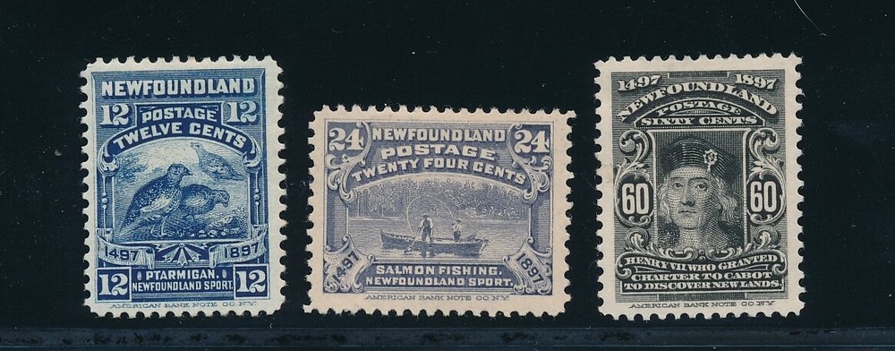 NEWFOUNDLAND  (1897) Sc #69, #71 & #74; MH; VF CENTERING