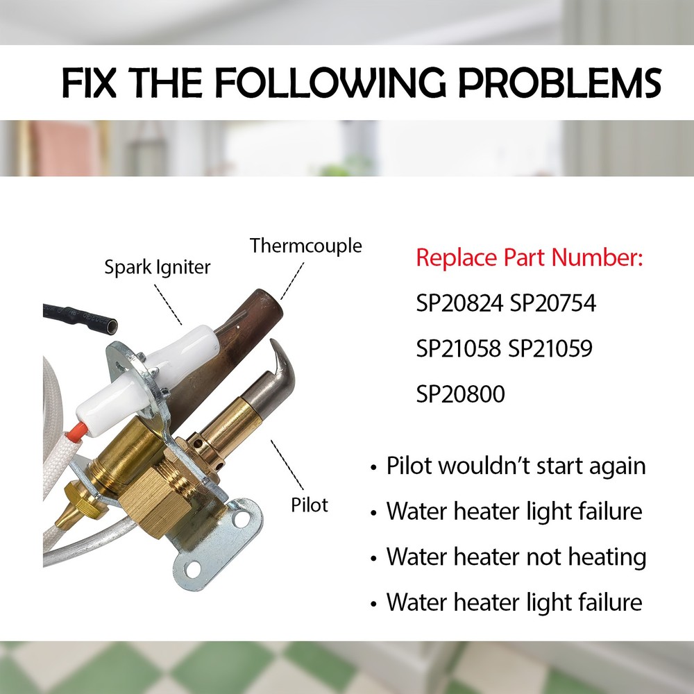 Pilot Burner Assembly Replacement Kit Fits Rheem Ruud Richmond Gas Water Heaters