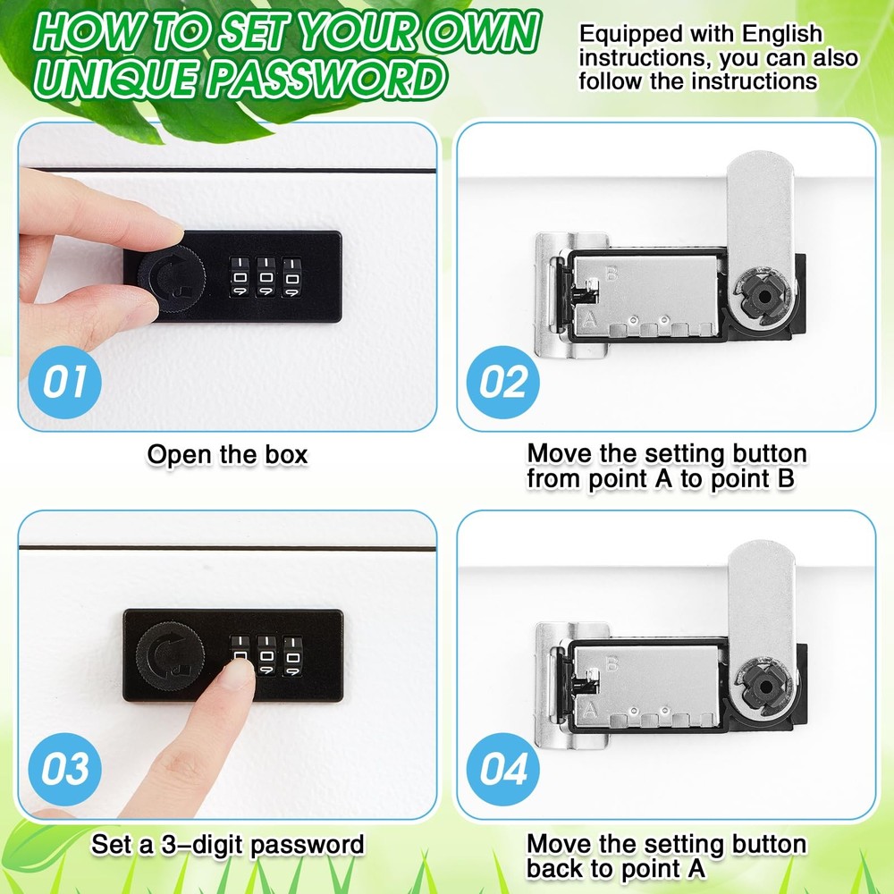 Wall Mount Mailbox with Combination Lock Large Locking Security Mailbox for O...