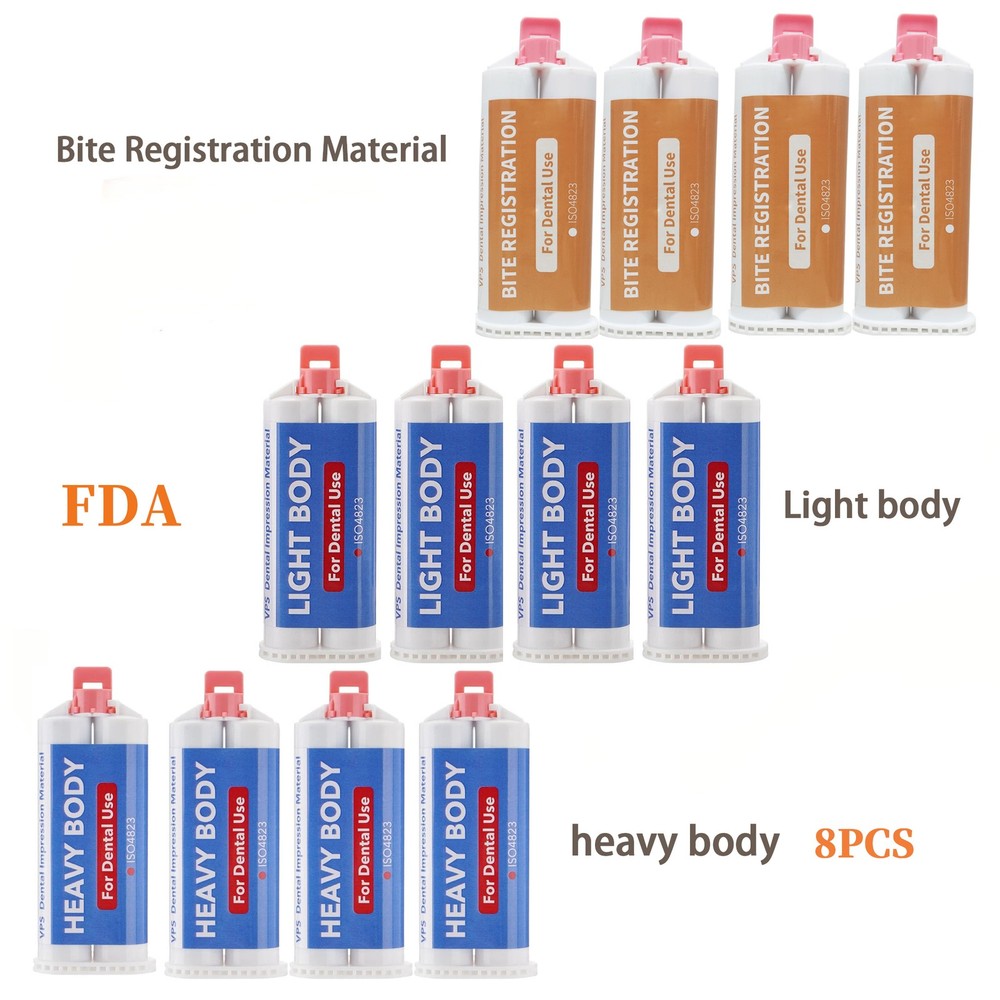8PCS Dental Impression Material Bite Registration Material Unflavored Cartridges